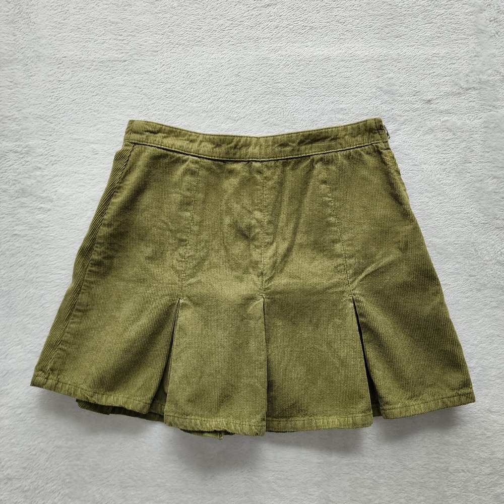 BDG Urban Corduroy Pleated Mini Skirt Womens Small Olive Preppy Academic Hipster